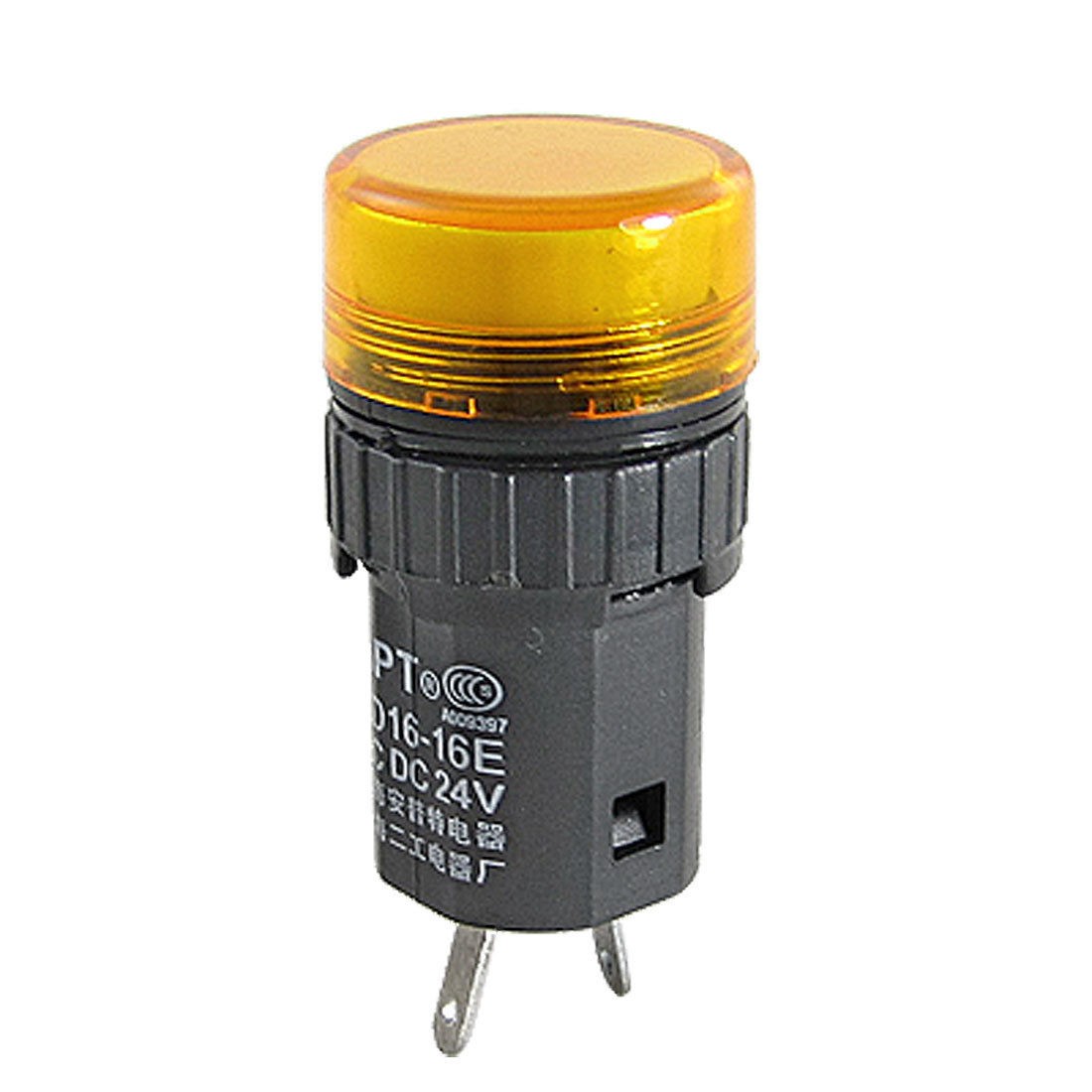 DC 24V 1A Yellow Round Cap Switch Indicator w Lamp