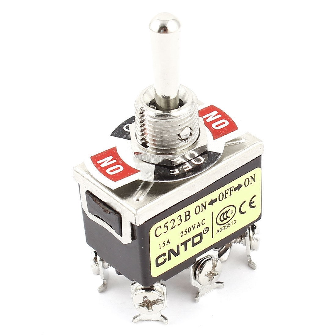 12mm Panel Cutout Dia 3 Positions DPDT Rocker Toggle Switch AC250V/15A