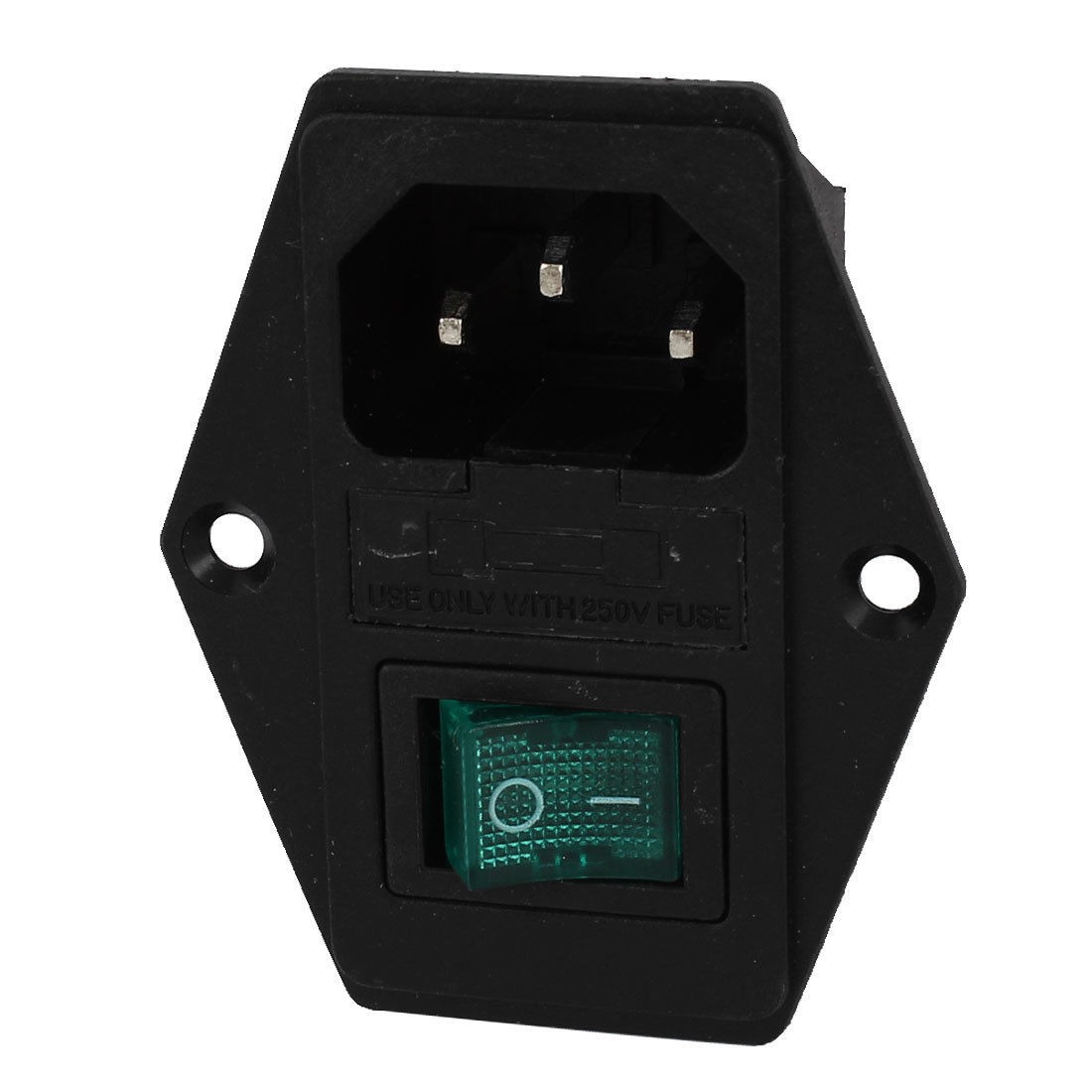 AC 250V 15A Plastic Housing IEC320 C14 Inlet I/O Button Power Socket wFuseholder