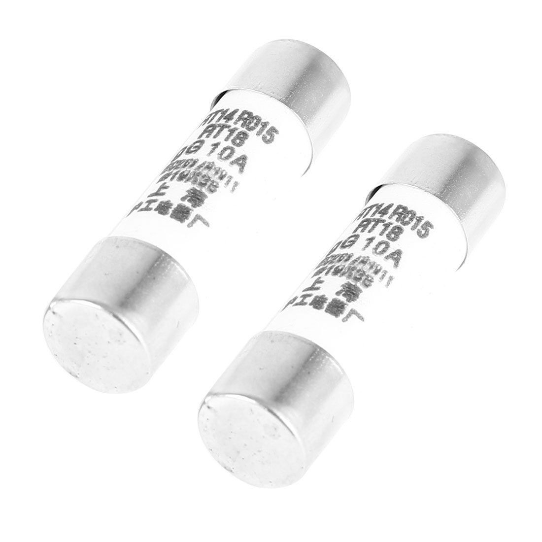 2 Pcs AC 250V 10A Cylindrical Shape Fuse Link 10mm x 38mm