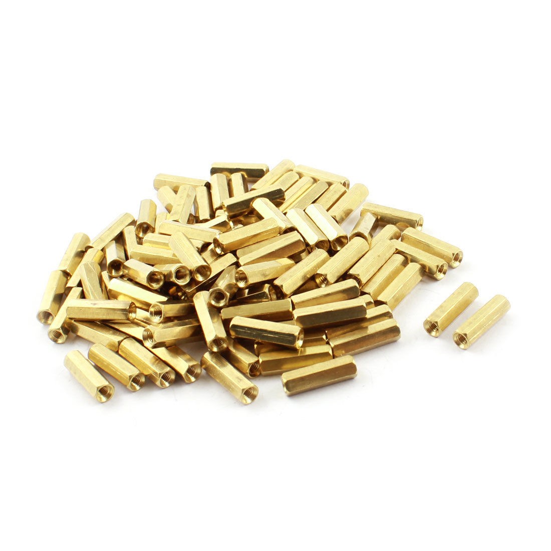 M3 Female Thread Brass Pillar PCB Standoff Hexagonal Spacer 16mm 100 Pcs