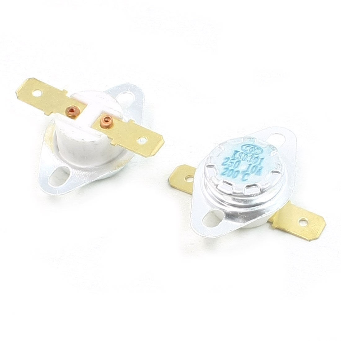 2 Pcs NC. 2 Flat Pin Terminal 200C Celsius Ceramic Thermostat 10Amp AC 250V