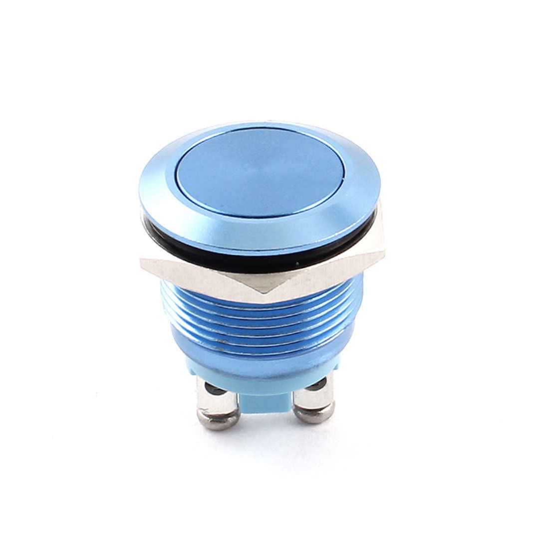 AC 250V 5A 19mm SPST Momentary Blue Flat Head Metal Push Button Switch