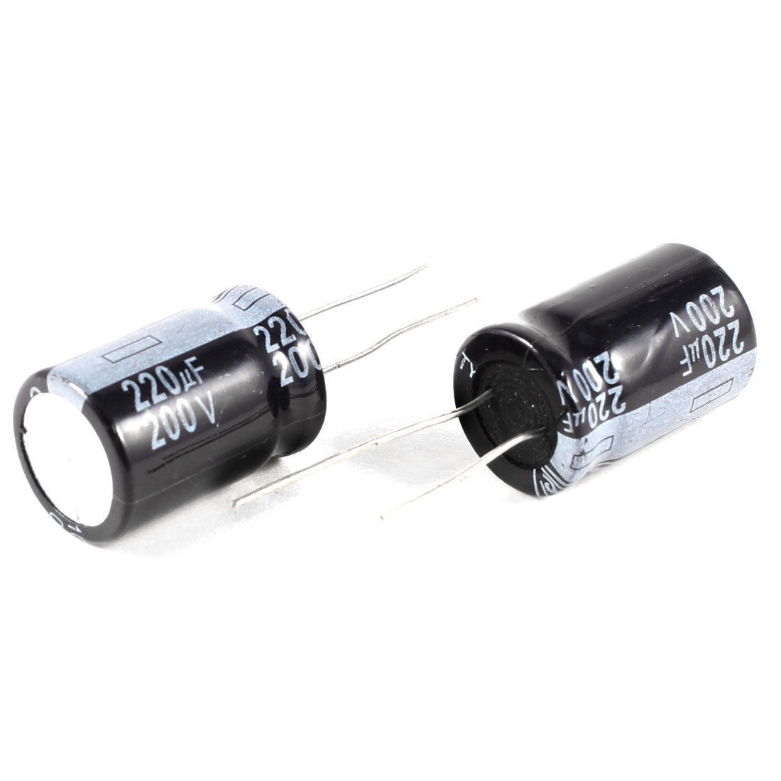 2 Pcs 220uF 200V 105C Radial Electrolytic Capacitors Black 27x18mm