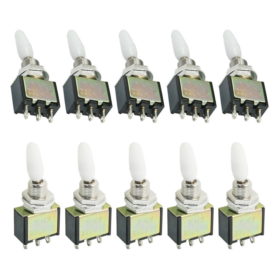 NO NC SPDT 2 Position Locking Electric Toggle Switch AC 220V 3A Black 10pcs