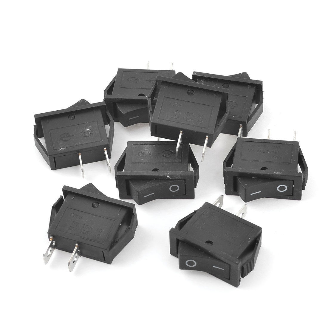 AC 250V 15A/30A 2 Pin I/O 2 Position SPST Soldering Boat Rocker Switch 8 Pcs