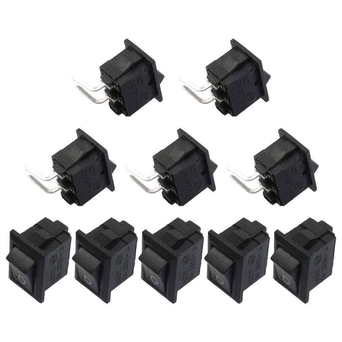 10 Pcs 2 Right Angle Pins SPST On/Off Rocker Switch AC 250V 3A