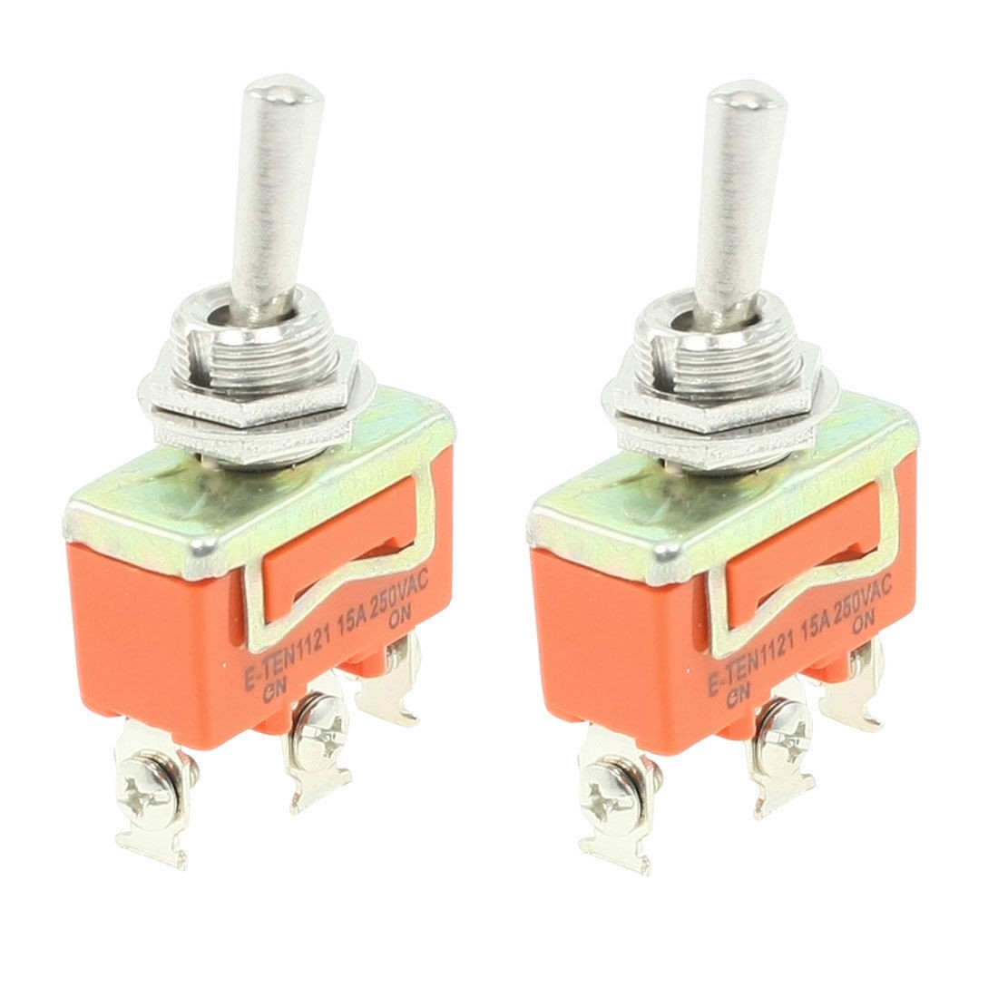 15A AC 250V ON/ON DPDT 2-Position 3-Terminals Toggle Switch 2 Pcs