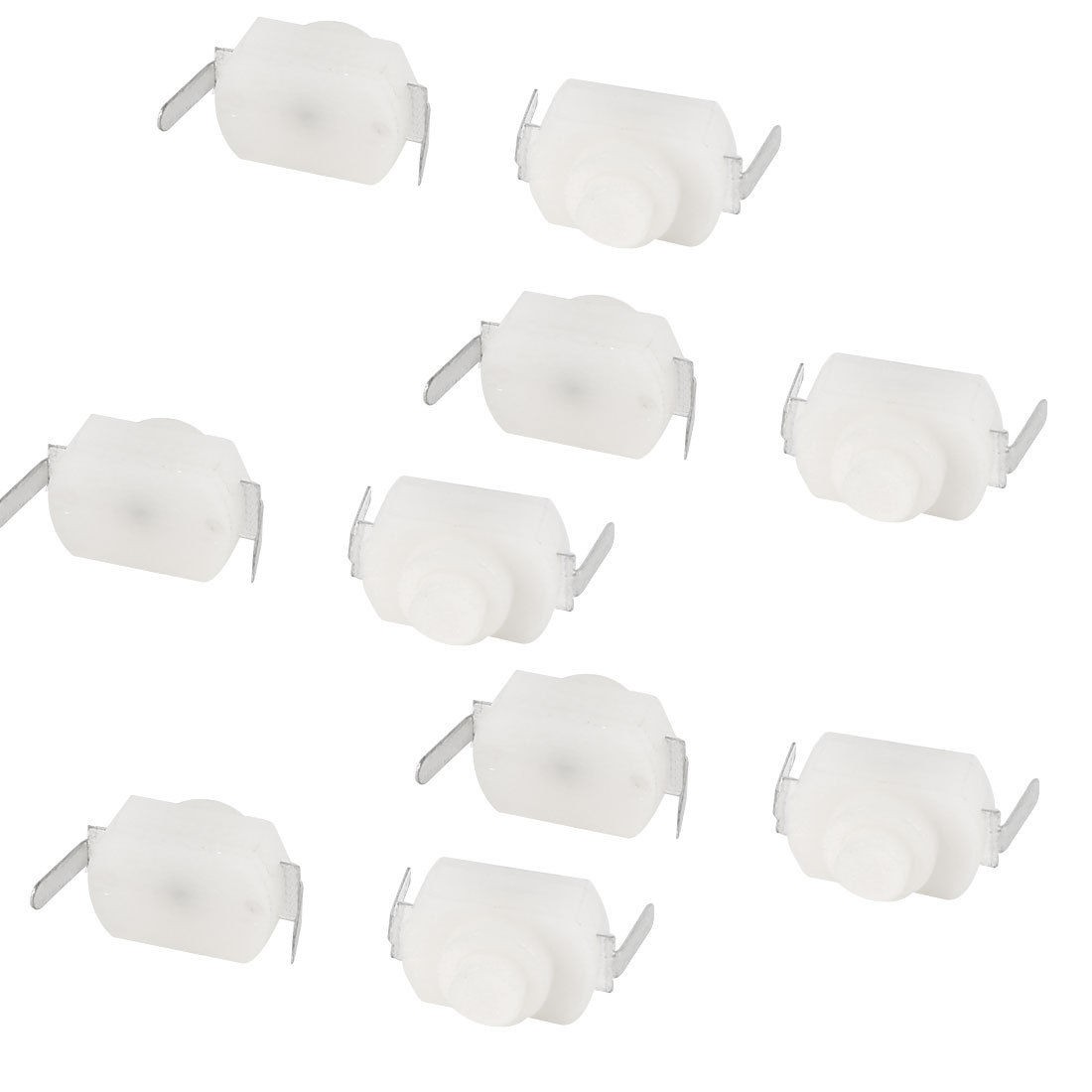10 Pcs White Round Push Button Vertical 2 Pins Torch Switch AC 250V 1.5A