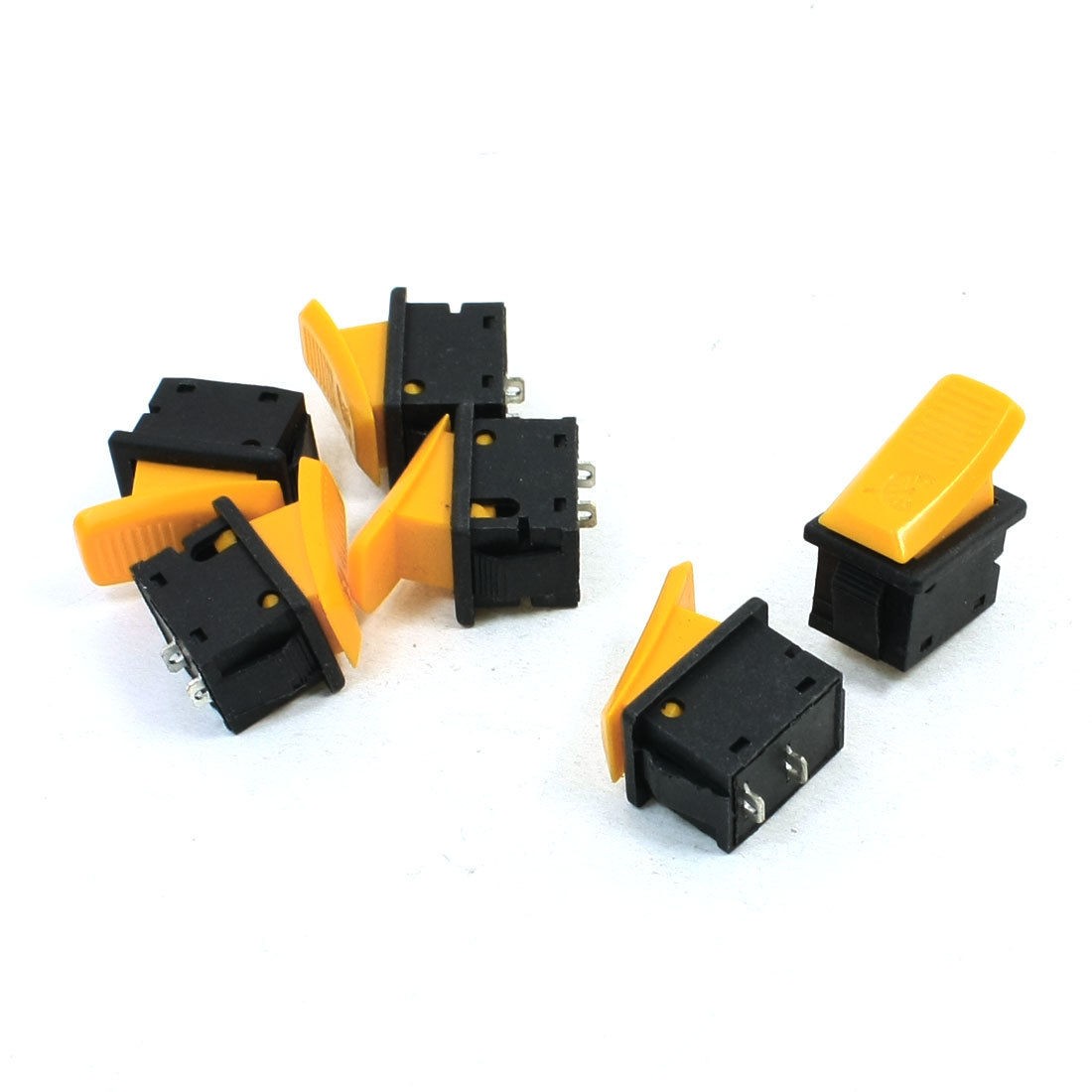 6 Pcs 250V 6A SPST 2 Pins Snap In Boat Rocker Switch Black Yellow