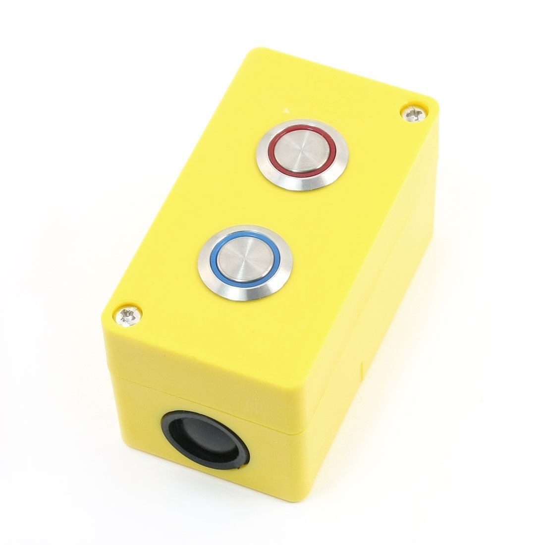 5A 250VAC SPDT Latching Red Blue Indicator Metallic Button Control Case