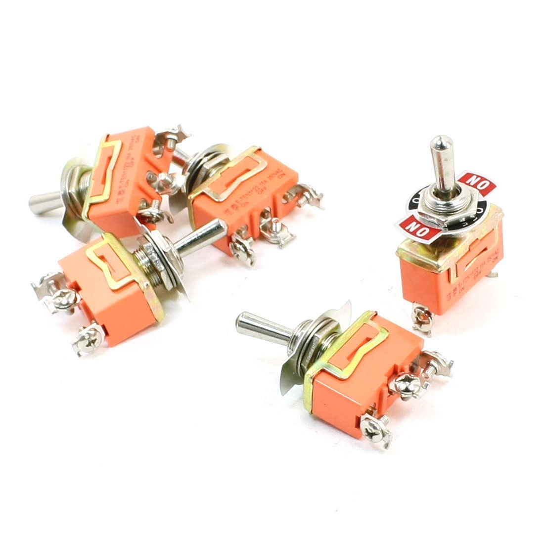 5pcs ON-OFF-ON SPDT 3 Position Locking Rocker Toggle Switch AC 250V 15A
