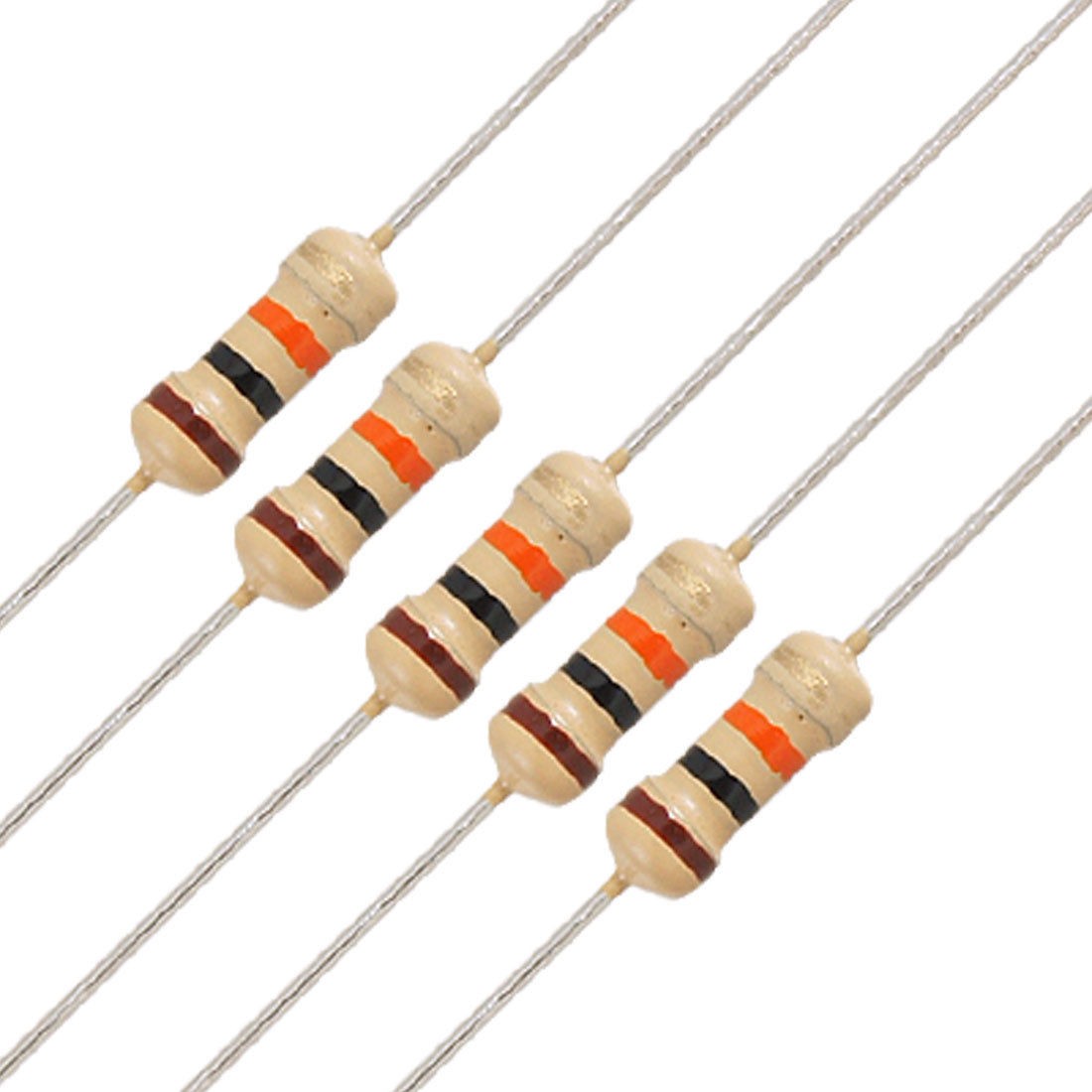 100 x 1/4W 250V 10K Ohm Axial Lead Carbon Film Resistors