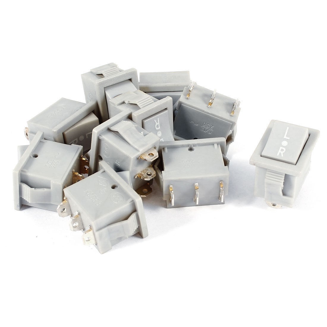 10 Pcs KCD3-B AC 250V 6A 12A 3Pin SPDT On/Off/On Rocker Switch Gray