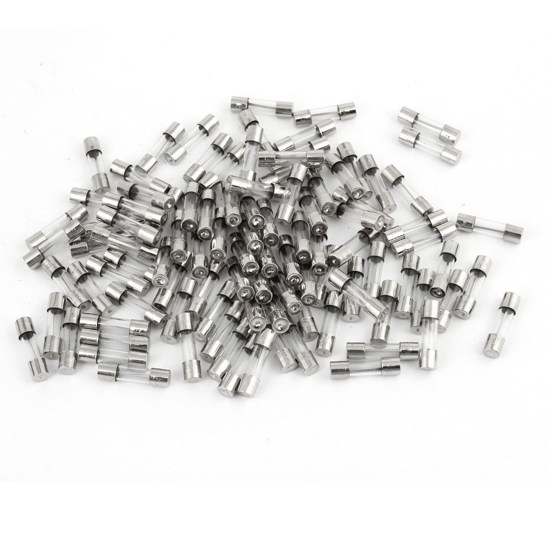100pcs Electric Equipment 5mm x 20mm Silver Tone Clear Glass Tube Fuses 15A 250V