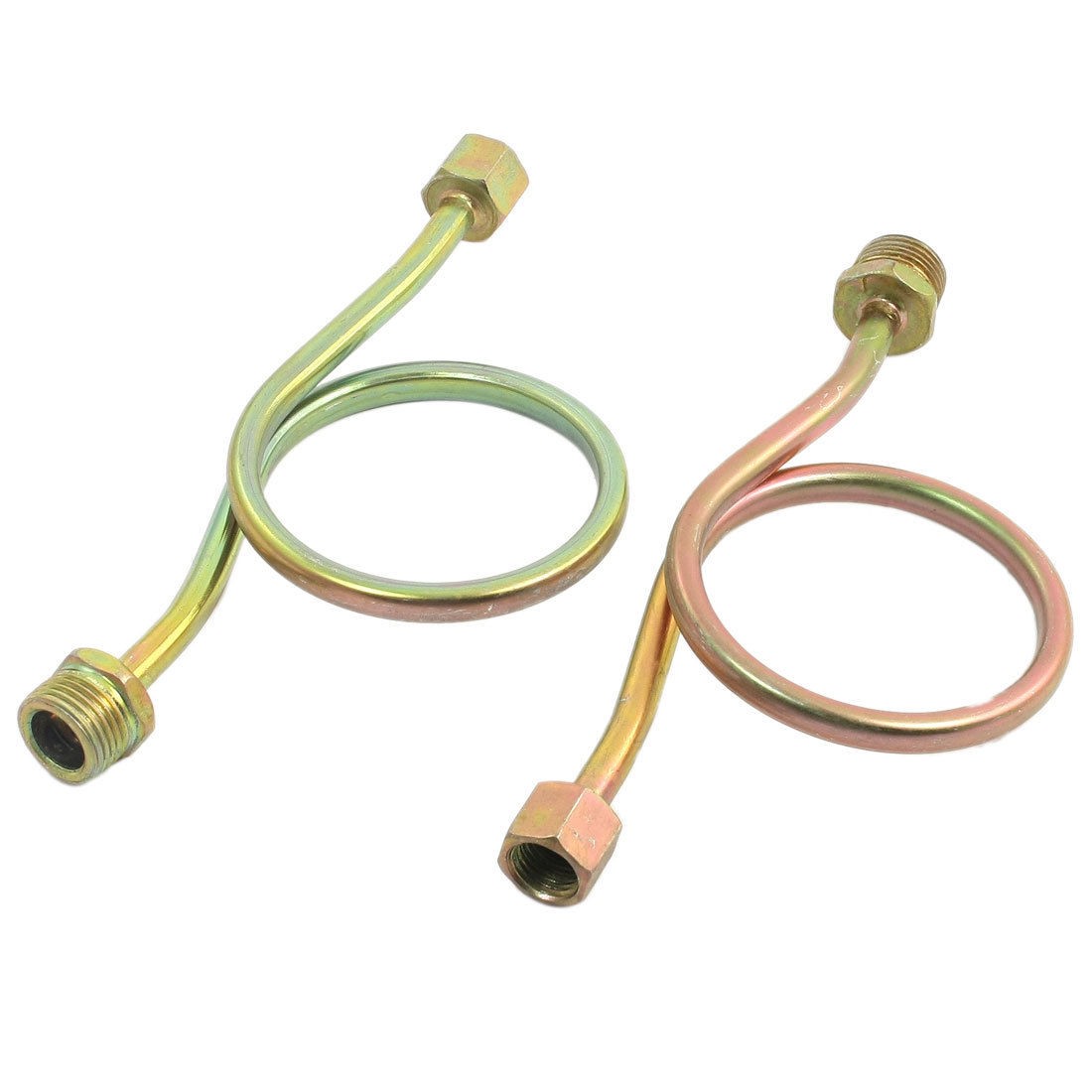 2 Pcs 1/2PT Male x 1/4PT Female Thread Copper Tone Pressure Gauge Syphon Tubes