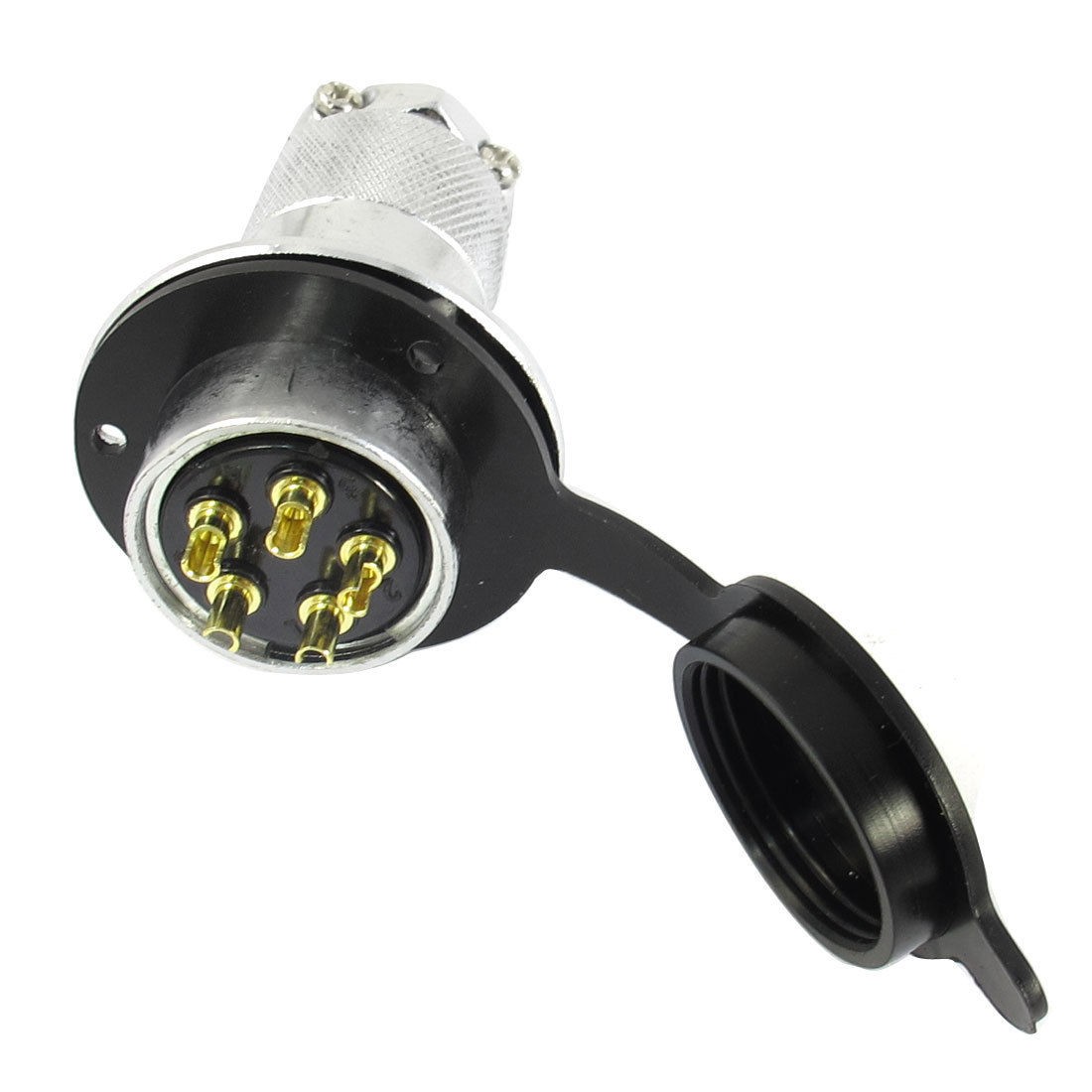 AC 150V 15A 30mm Metal 5PINS Male Female Aviation Plug Connector w Cover