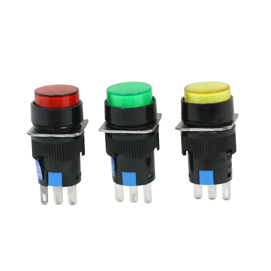 3Pcs SPDT NO NC Round Momentary Action Push Button Switch AC 250V 3A