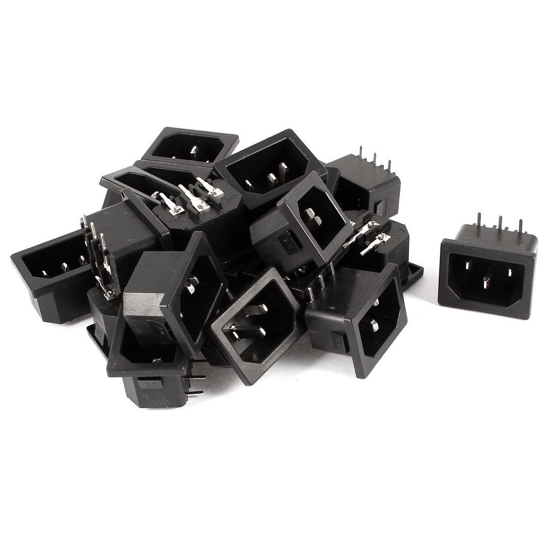 20 Pcs Right Angle 3Pin IEC320 C14 Inlet Power Socket Black AC 250V 10A
