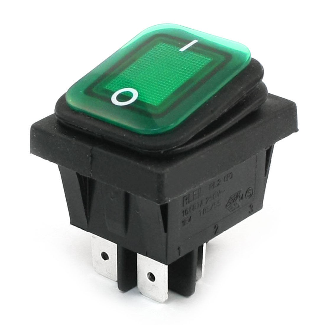 DPST On-Off Green Lamp Waterproof Car Boat Rocker Switch 16(8)A 250VAC