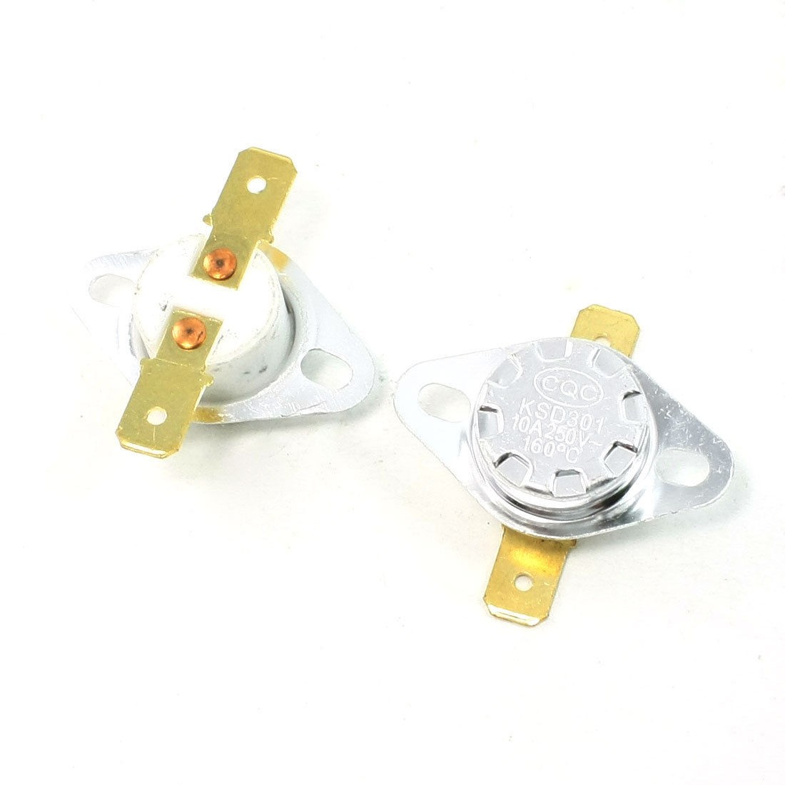 2 Pcs 160C NC 2 Pin Terminals Temperature Control Ceramic Thermostat 10A AC250V