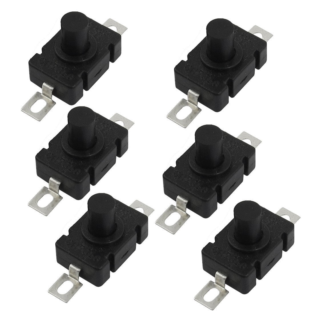 6 Pcs 2-Pin Rectangle Torch Momentary Push Button Switch AC 250V 1.5A