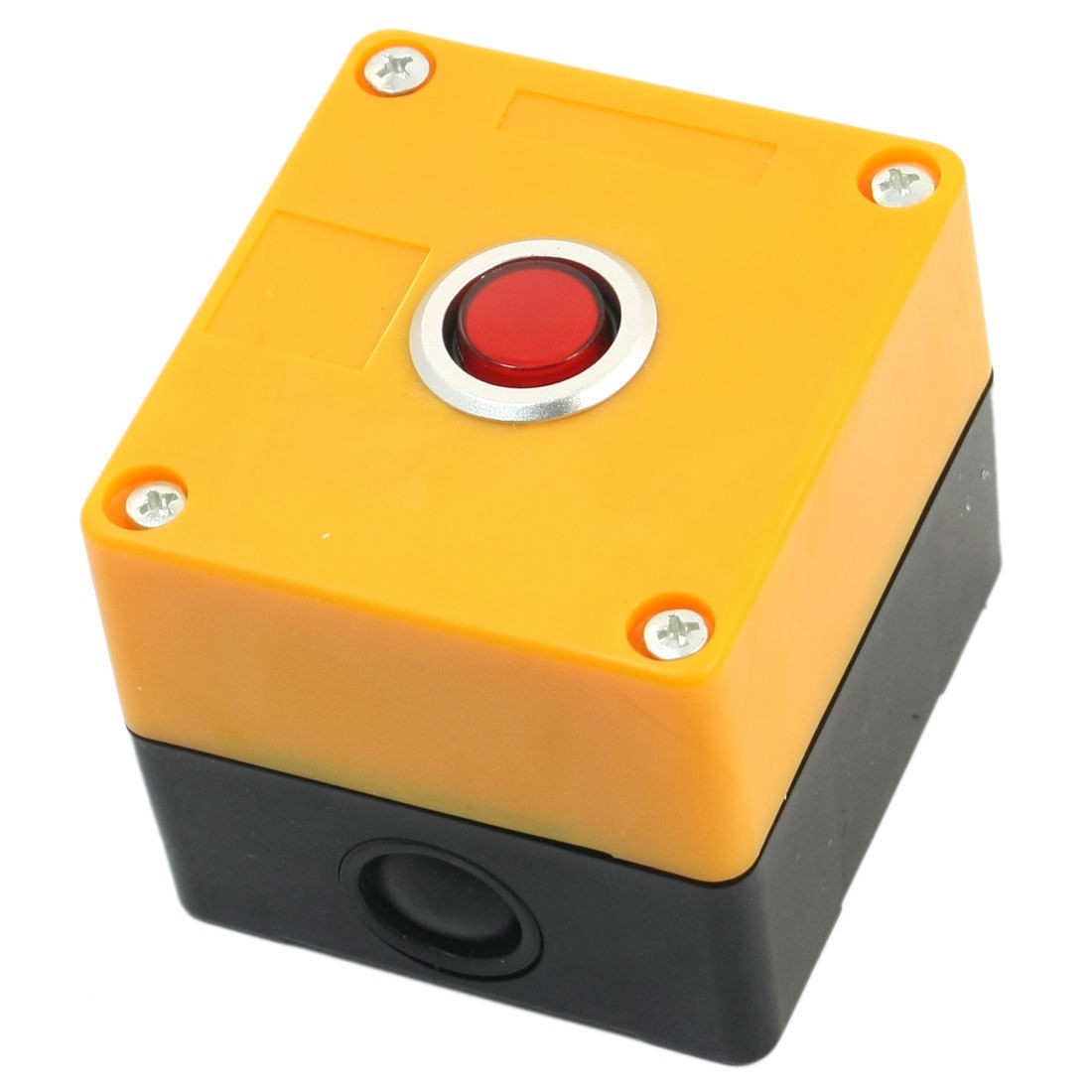 220V Yellow Plastic Case Red Signal Indicator Light Lamp Station Box