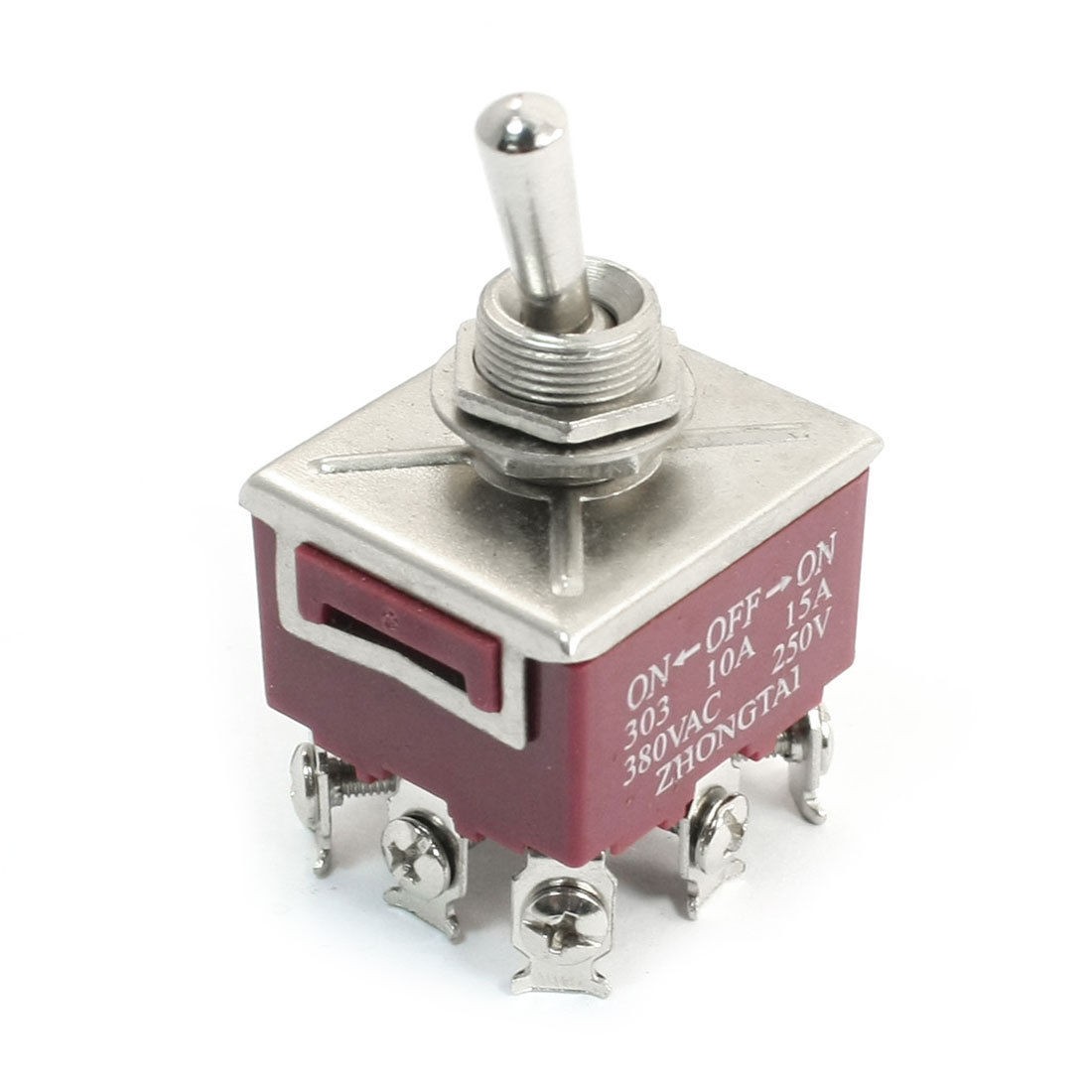 250V 15A 3 Positions ON/OFF/ON 9 Pin 3PDT Self Locking Toggle Switch