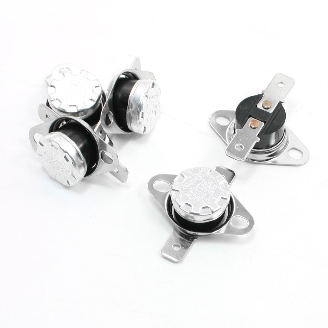 250VAC/10A 45C NO Plastic Temperature Controller Thermostat KSD301 2 Pcs