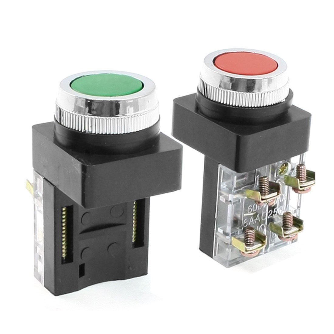 Green Red Sign Momentary DPST Push Button Switch 1 NO 1 NC 250V 6A