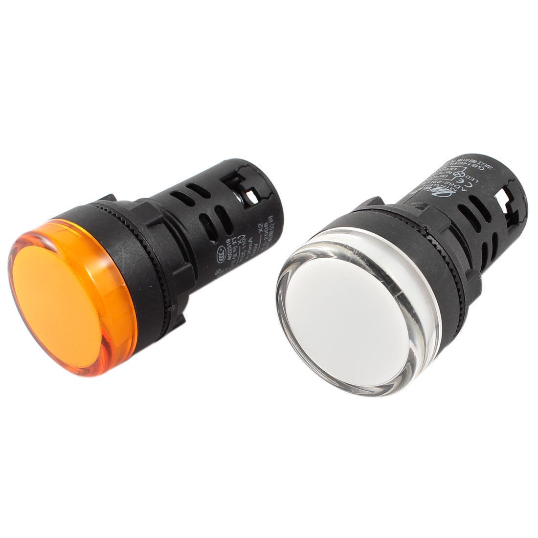 2Pcs AC/DC110V Energy Saving Yellow White LED Indicator Pilot Signal Light Lamp