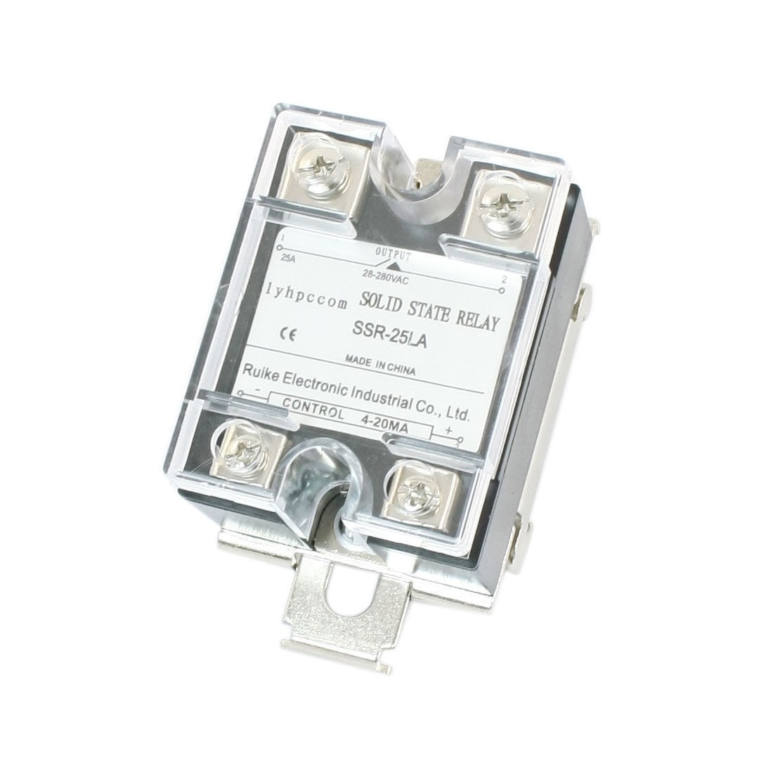 4-20mA to AC 28-280V 25A One Phase 35mm DIN Rail Socket Solid State Relay