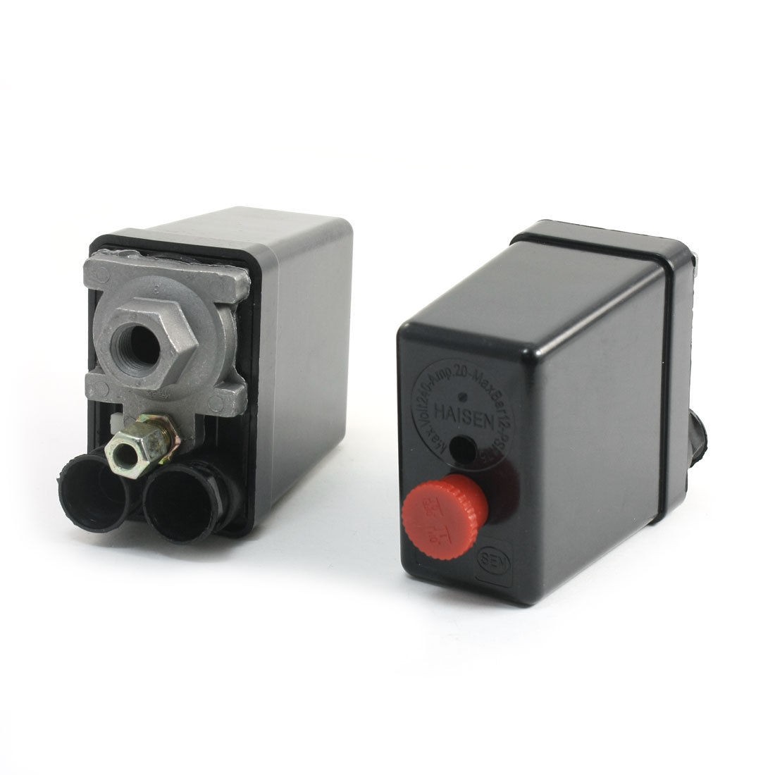 2Pcs AC 240V 1/4PT Female Thread 12Bar 1 Port 2NC Air Compressor Pressure Switch