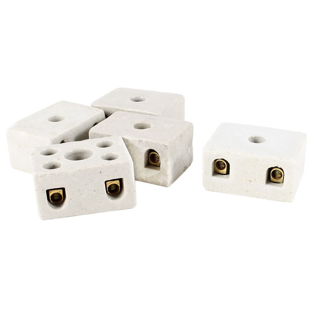 5 Pcs 5A 2W4H 2 Way 4 Hole Connector Porcelain Ceramic Terminal Block