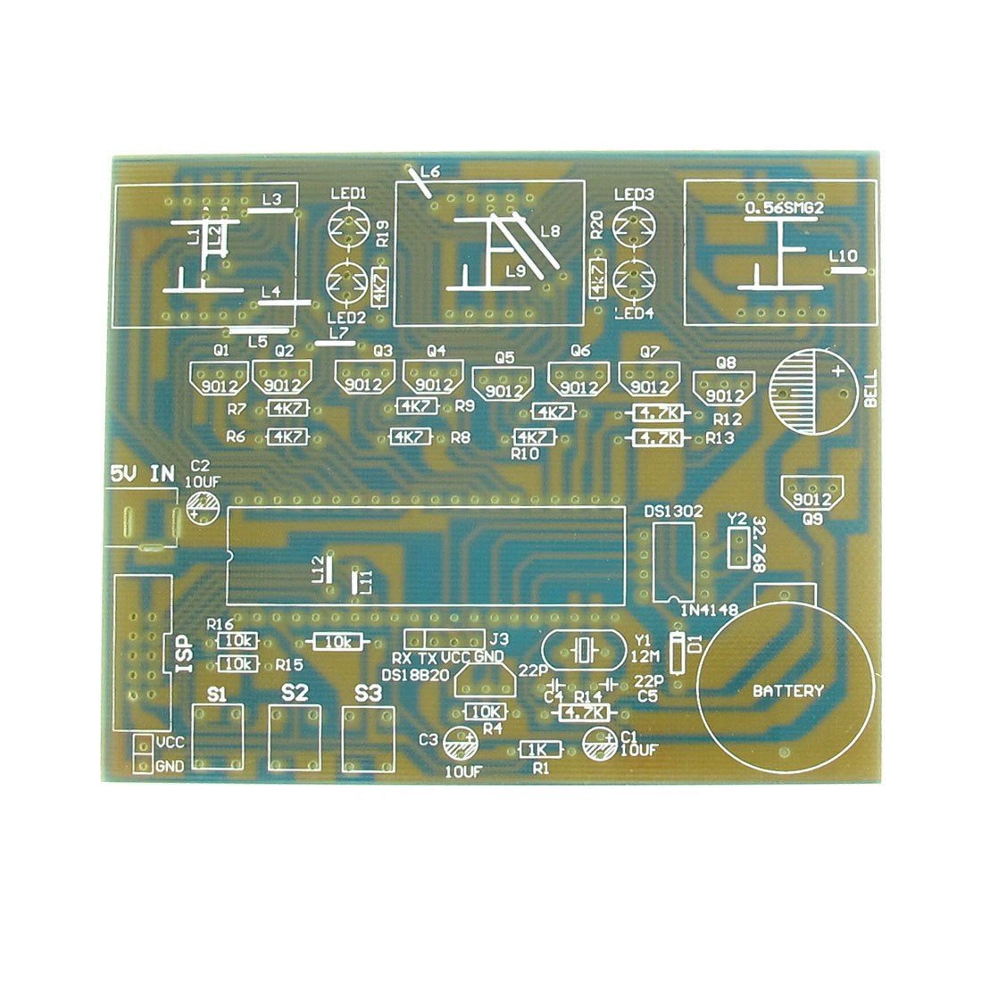 DS1302 MCU Digital Electronic Clock Module PCB Blank Board 100mm x 83mm