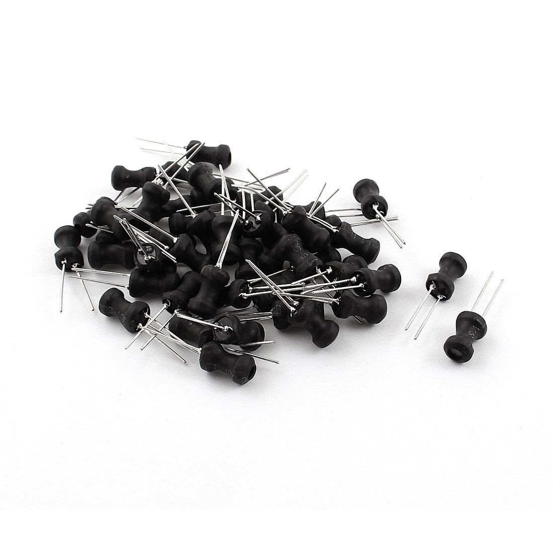 50Pcs 6.8uH 1.2A 6x10mm 10% Tolerance Shielded Radial Lead Inductor Black