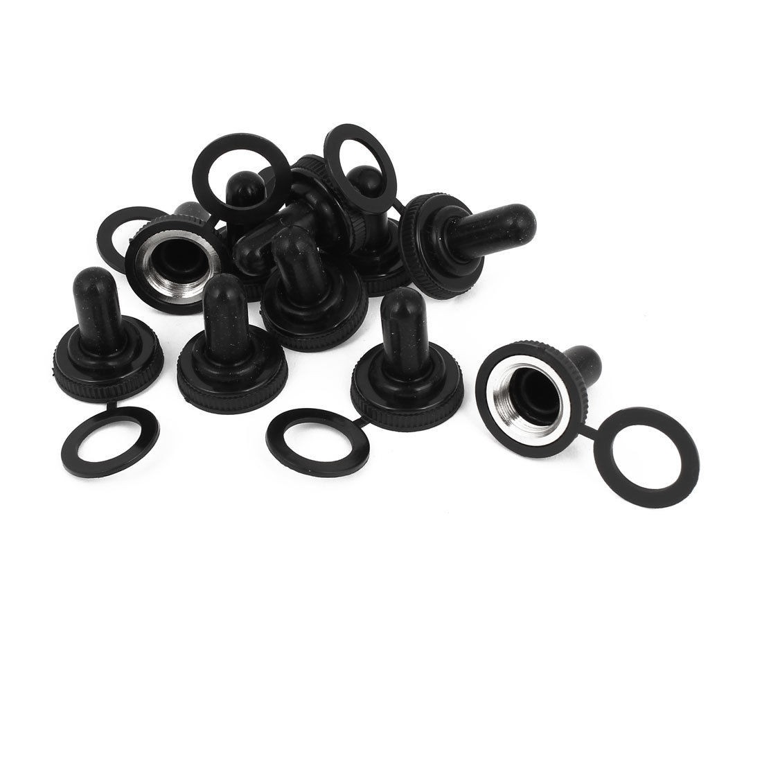 10pcs 12mm Threaded Waterproof Toggle Switch Cover Cap Boot Black