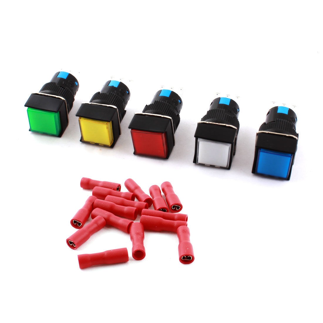 5pcs AC 250V 5A Momentary Square Push Button Switch + Female Connector