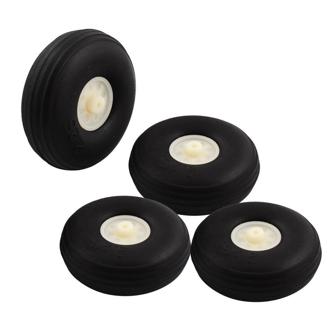 4 Pcs Black Rubber DIY Robot Wheel Tyre Tire 2.25" Dia 21mm Thickness