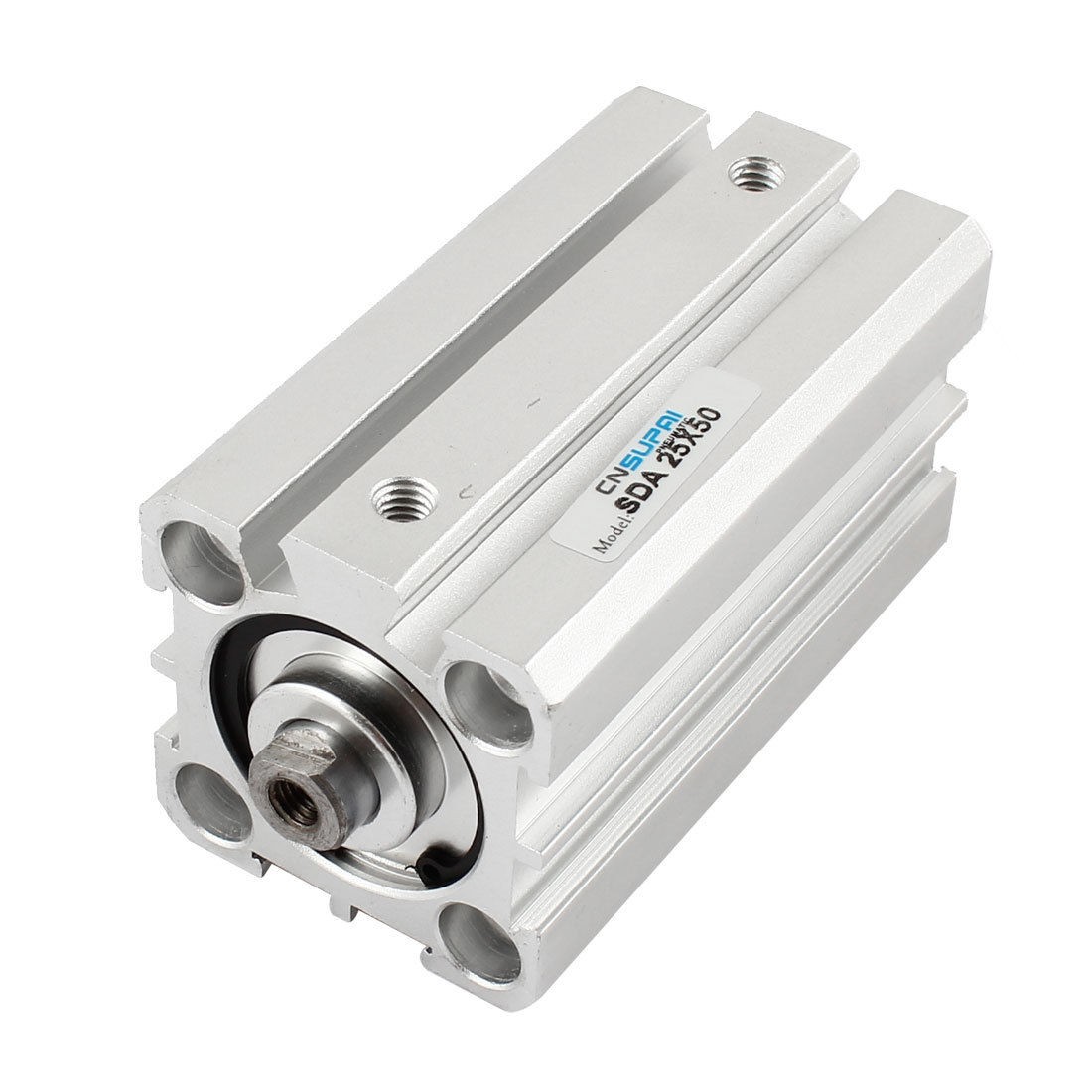 SDA25 x 50 5mm Thread Hole Silver Tone Aluminum Air Cylinder