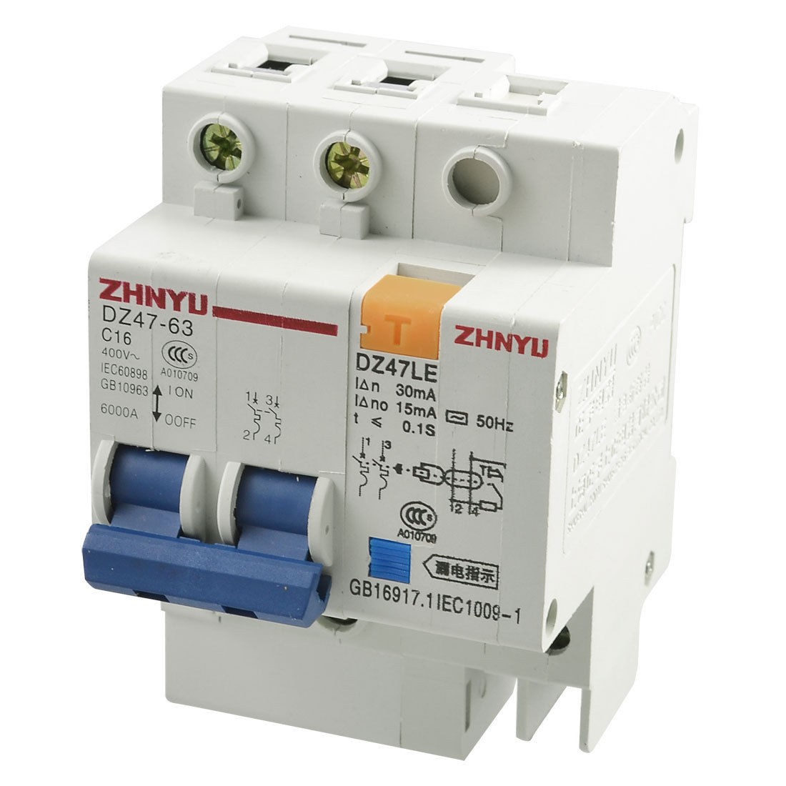 AC 400V 16A 2 Pole Overload Protection Earth Leakage Circuit Breaker