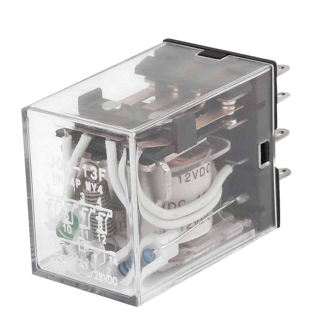 HH54P DC 12V Coil Voltage 14 Pins 4PDT Green LED Electromagneti<wbr/>c Relay