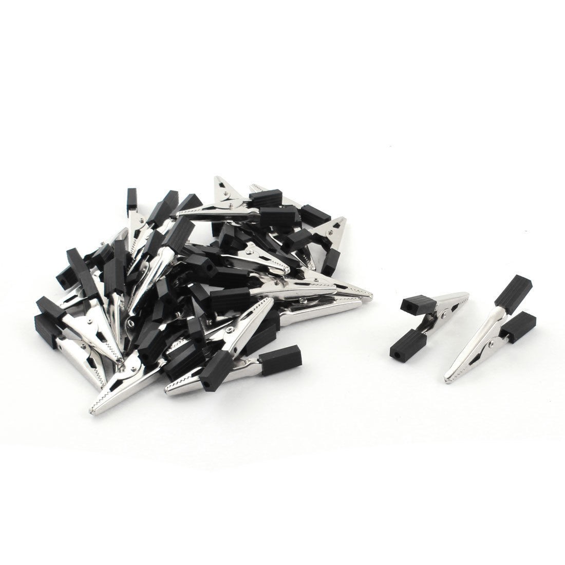 30 Pcs Insulated Alligator Clips Test Lead Clamps Black 50mm x 22mm x 7mm