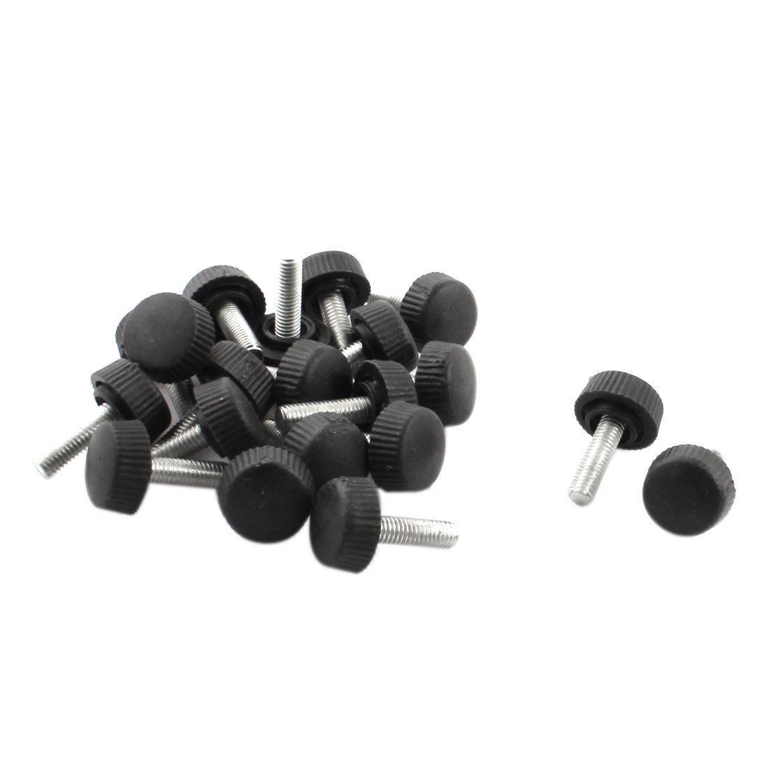20 Pcs 25mm Height 5x15mm Male Thread Screw on Design Straight Knurled Knob