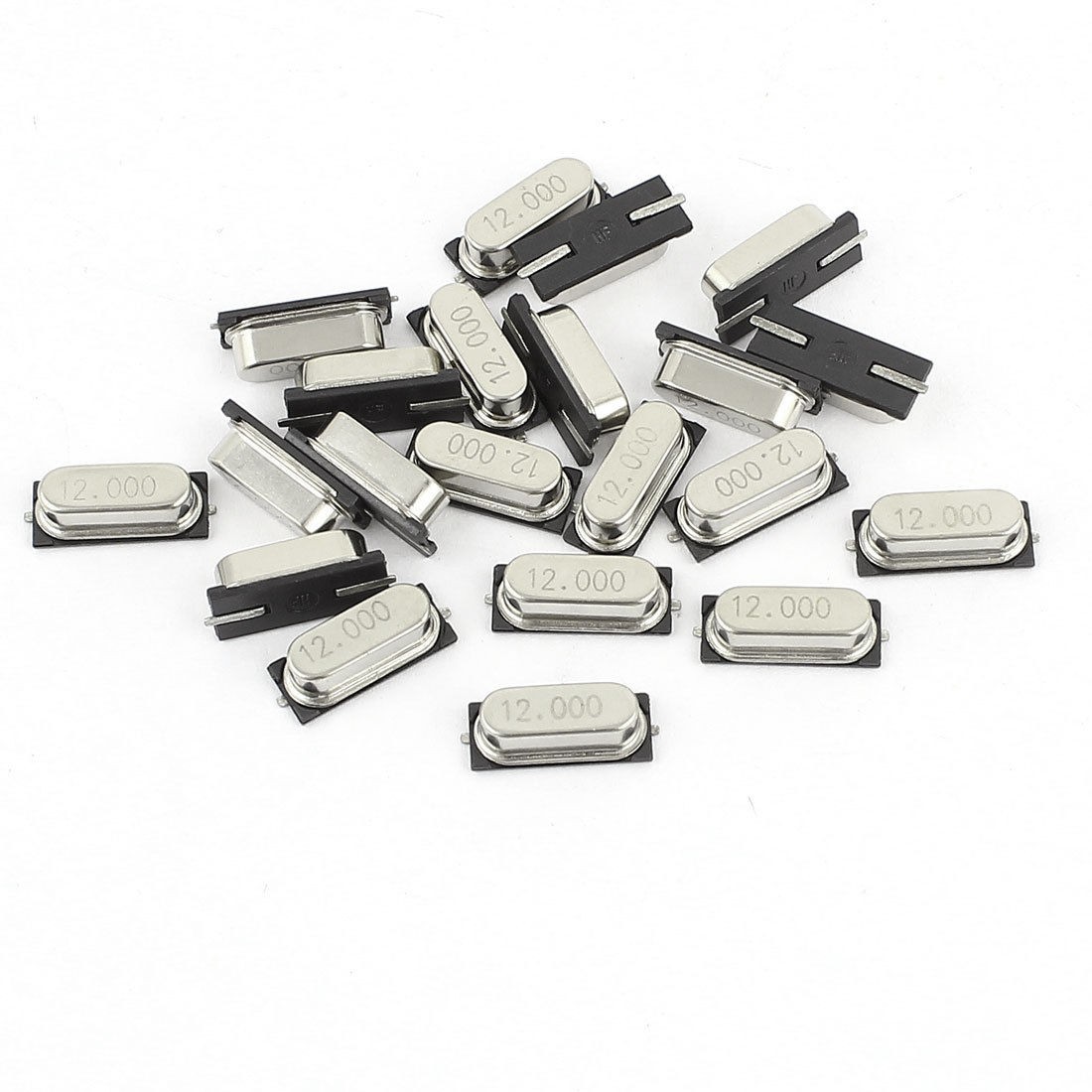 20 Pieces HC-49S SMD Type Quartz Crystal Oscillators 12MHz 12.000Mhz Silver Tone