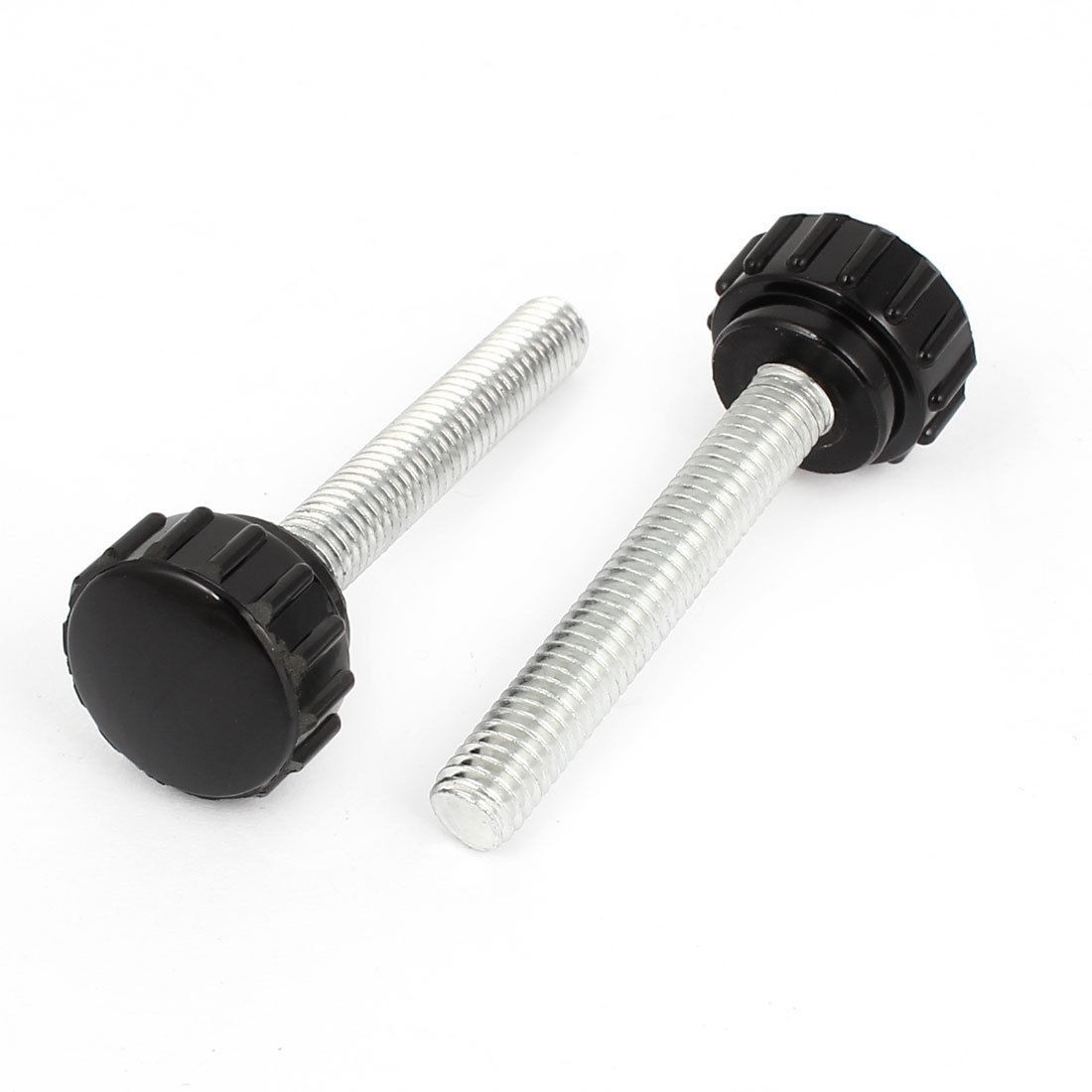 2 Pcs Black 6mm Male Threaded 51mm Long Knurled Grip Knobs Replacement