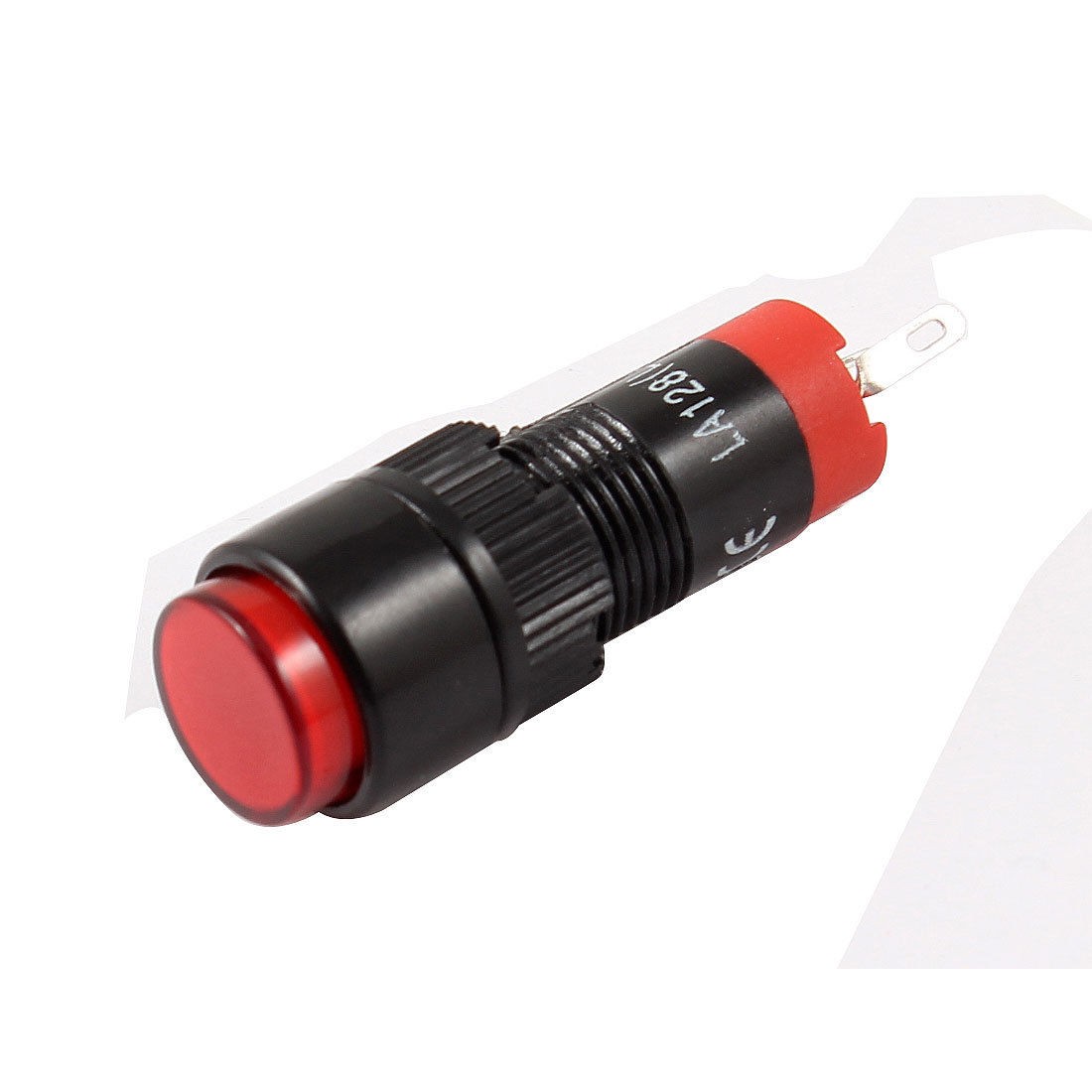 DC 24V SPST 2 Pin Soldering Momentary Red Indicator Press Push Button Switch