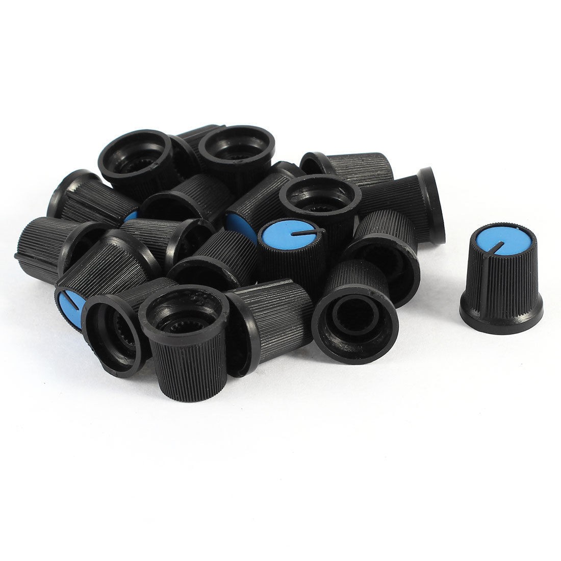6mm Shaft 15mmx15mm Plastic Potentiometer Rotary Knobs Cap Blue 20 Pcs