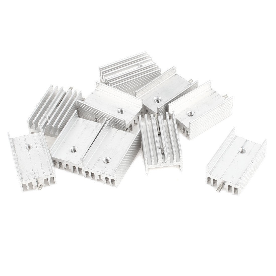 10 x Silver Tone Aluminum Heat Sink w Needle 25x15x11mm for TO-220 Transistors