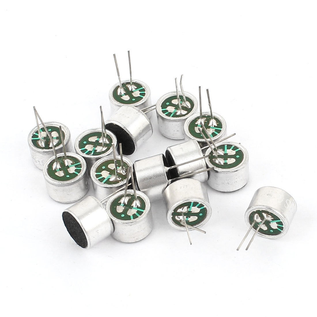 15 Pcs 2Pins Cylindrical Electret Condenser Microphone Pick-up 9x7mm Replacement